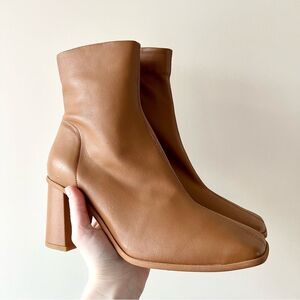 Free People Sienna Leather Ankle Boots in Cognac